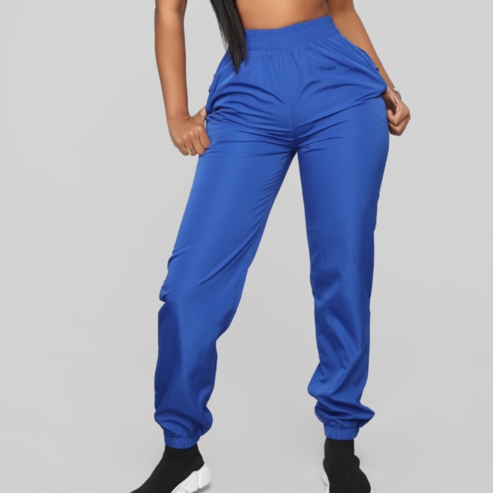 Blue Windbreaker Jogger Pants, Size: S